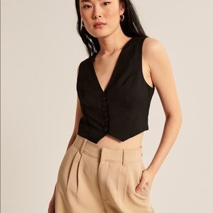 Abercrombie & Fitch Satin Black Cropped Vest NWT